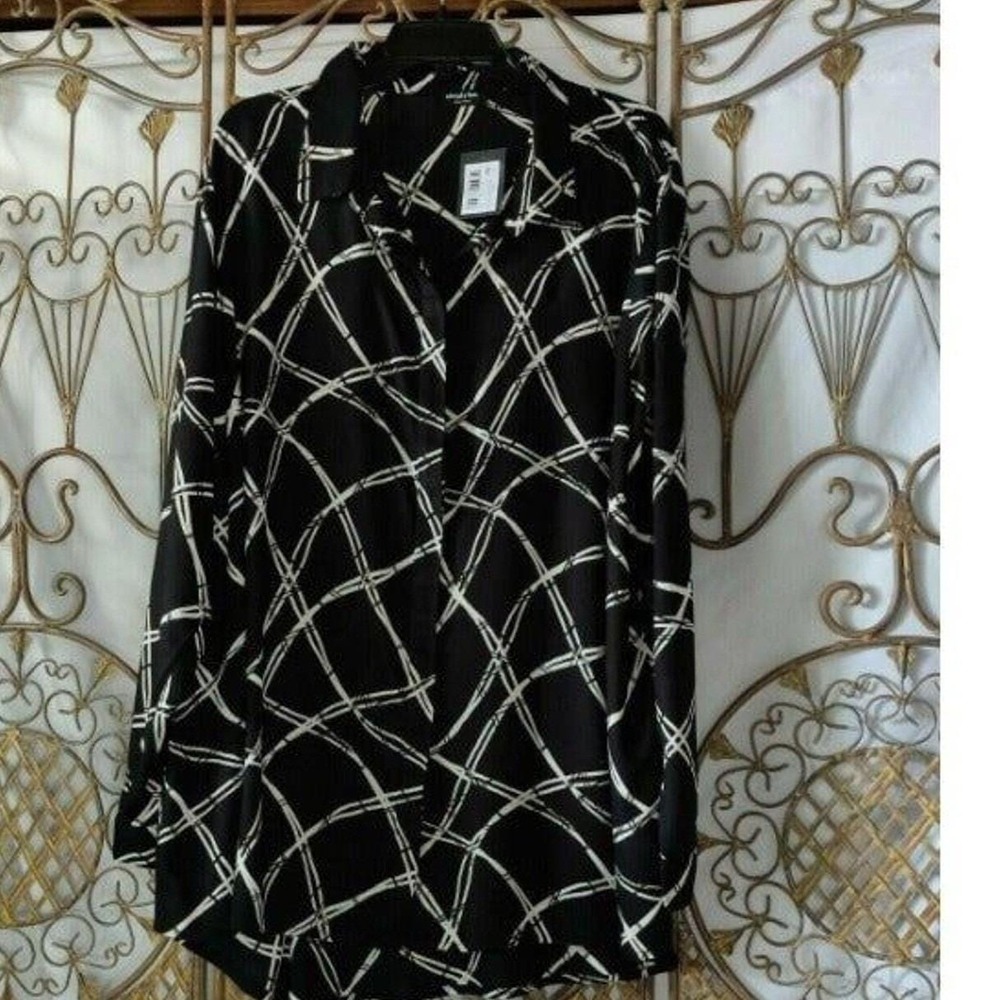 Simply Be Womens Plus‎ Size Long Sleeve Blouse Top Black White Size 20